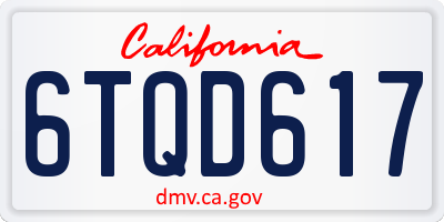 CA license plate 6TQD617