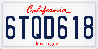 CA license plate 6TQD618