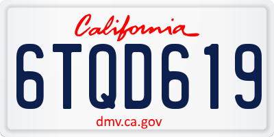 CA license plate 6TQD619