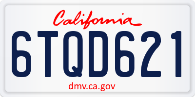 CA license plate 6TQD621