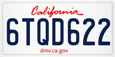 CA license plate 6TQD622