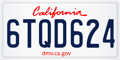 CA license plate 6TQD624