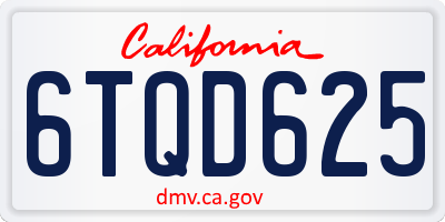 CA license plate 6TQD625