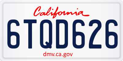 CA license plate 6TQD626