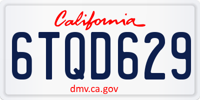 CA license plate 6TQD629