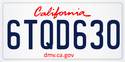 CA license plate 6TQD630