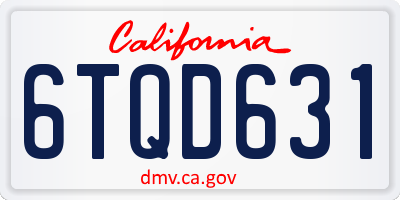 CA license plate 6TQD631