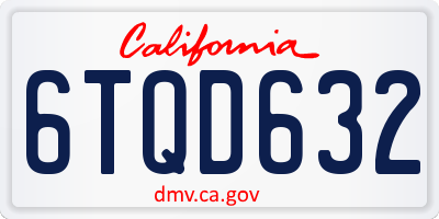 CA license plate 6TQD632