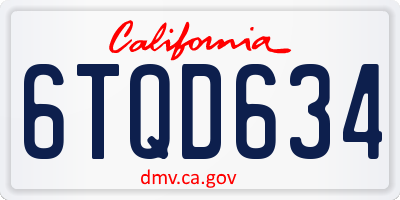 CA license plate 6TQD634