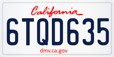 CA license plate 6TQD635