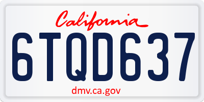 CA license plate 6TQD637