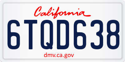 CA license plate 6TQD638