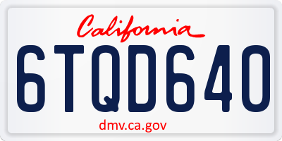 CA license plate 6TQD640