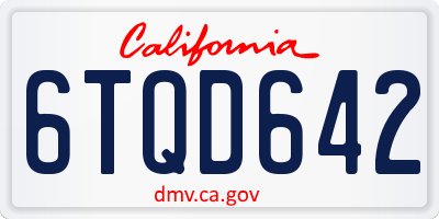 CA license plate 6TQD642