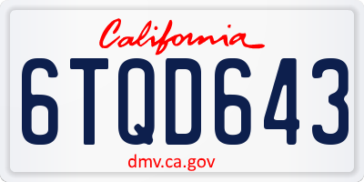 CA license plate 6TQD643
