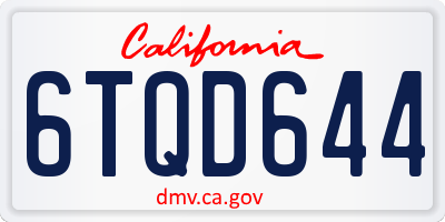 CA license plate 6TQD644