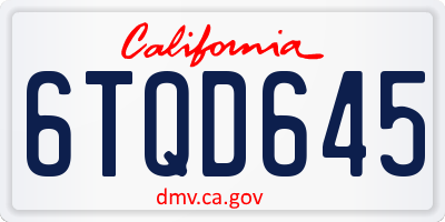 CA license plate 6TQD645