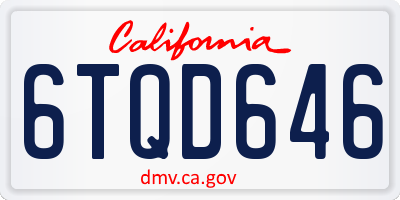 CA license plate 6TQD646