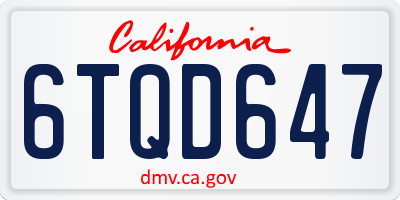 CA license plate 6TQD647