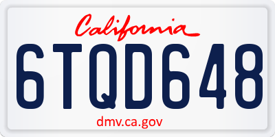 CA license plate 6TQD648