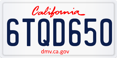 CA license plate 6TQD650