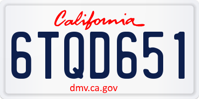 CA license plate 6TQD651