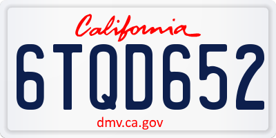 CA license plate 6TQD652