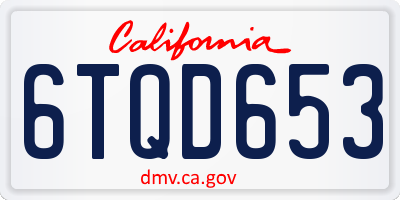 CA license plate 6TQD653