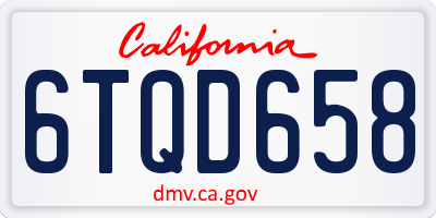 CA license plate 6TQD658