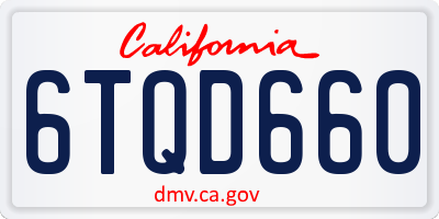 CA license plate 6TQD660