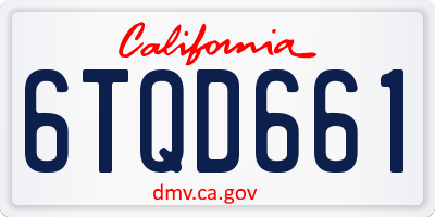 CA license plate 6TQD661