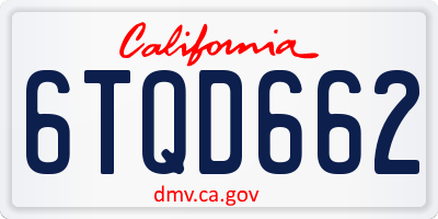 CA license plate 6TQD662