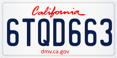 CA license plate 6TQD663