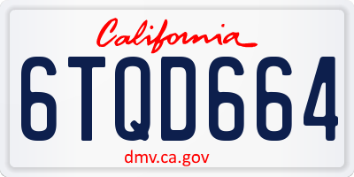 CA license plate 6TQD664