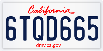 CA license plate 6TQD665