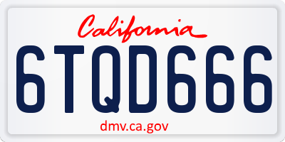 CA license plate 6TQD666