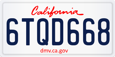 CA license plate 6TQD668