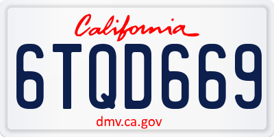 CA license plate 6TQD669