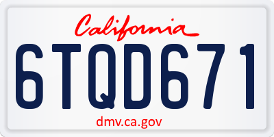 CA license plate 6TQD671