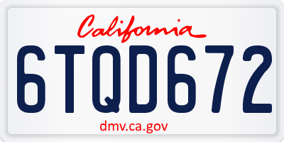 CA license plate 6TQD672