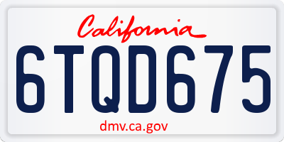 CA license plate 6TQD675
