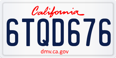 CA license plate 6TQD676