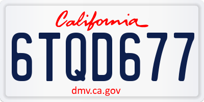 CA license plate 6TQD677