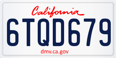 CA license plate 6TQD679