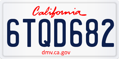 CA license plate 6TQD682