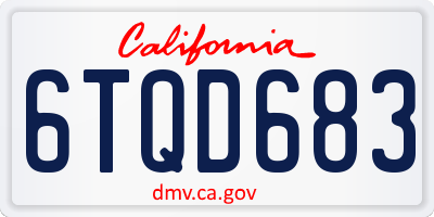 CA license plate 6TQD683