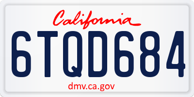 CA license plate 6TQD684