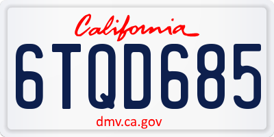 CA license plate 6TQD685