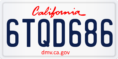 CA license plate 6TQD686