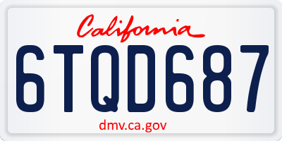 CA license plate 6TQD687